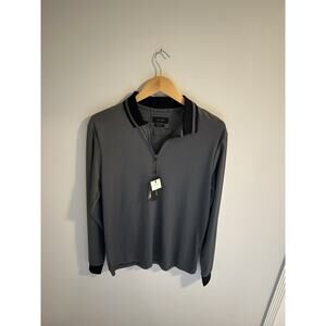 Porter & Ash Luxury 1/4 Zip Polo Shirt Mens M Knitted Jacquard Golf Long Sleeve